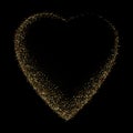 Gold glitter heart frame. Luxury shimmer heart shape border. Royalty Free Stock Photo