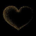 Gold glitter heart frame. Luxury shimmer heart shape border. Royalty Free Stock Photo