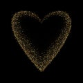 Gold glitter heart frame. Luxury shimmer heart shape border. Royalty Free Stock Photo