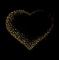 Gold glitter heart frame. Luxury shimmer heart shape border. Royalty Free Stock Photo