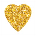 Gold glitter heart. Luxury shimmer heart shape. Sparkling symbol of love. Royalty Free Stock Photo