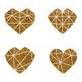 Gold glitter heart. Polygonal symbol on a white background