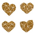 Gold glitter heart. Polygonal symbol on a white background