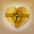 Gold glitter heart shape gift box