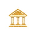 Gold Glitter Icon - Bank building Royalty Free Stock Photo