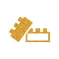 Gold Glitter Icon - Building blocks Royalty Free Stock Photo