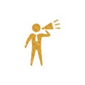 Gold Glitter Icon - Businessman loudspeaker