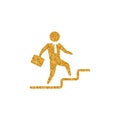 Gold Glitter Icon - Businessman stairway