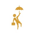 Gold Glitter Icon - Businessman umbrella