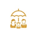 Gold Glitter Icon - Family umbrella