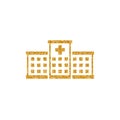 Gold Glitter Icon - Hospital building Royalty Free Stock Photo