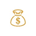 Gold Glitter Icon - Money sack Royalty Free Stock Photo