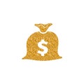 Gold Glitter Icon - Money sack Royalty Free Stock Photo