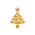 Gold Glitter Icon - Pine tree with snow Royalty Free Stock Photo