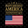 Gold glitter Independence day USA greeting card, flyer. July fourth poster. Royalty Free Stock Photo