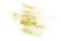 Gold glitter isolated on white. Luxury beauty cosmetic circle golden confetti sequin party make up. Royalty Free Stock Photo