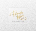 Gold glitter Lettering Ramadan Kareem on the Arabic girish seamless pattern. Background for festive design. Vector