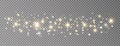 Gold glitter light background. Christmas luxury banner. Golden dust wave. Glowing bokeh confetti. White magic particles Royalty Free Stock Photo