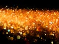 Gold glitter lights abstract Black ice perspective structure surface texture christmas Royalty Free Stock Photo