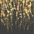 Gold glitter lines particles background. Falling gold light effect. Royalty Free Stock Photo