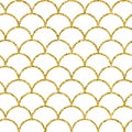 Gold glitter mermaid tail seamless pattern