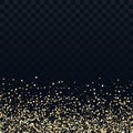 Gold glitter particles on transparent background. Vector golden dust texture. Twinkling confetti, shimmering star lights Royalty Free Stock Photo