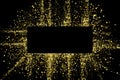 Gold glitter party confetti texture banner frame with place for text on a black background. Golden explosion of confetti Royalty Free Stock Photo