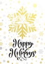 Gold glitter pattern Happy Holidays text lettering greeting card Royalty Free Stock Photo