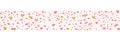 Gold glitter and pink heart border. Bright hearts confetti falling on white background. Valentines Day banner for Royalty Free Stock Photo