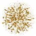 Gold glitter powder explosion. Golden dust and spark particles splash or shimmer burst. Royalty Free Stock Photo