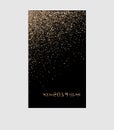 Gold glitter powder splash vector background. Golden scattered dust. Stylish fashion black backdrop.