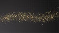 Gold glitter sand texture vector on a black background.