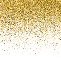 Gold glitter shine texture on a black background. Golden explosion of confetti.