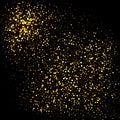 Gold glitter shine texture on a black background. Golden explosion of confetti. Isolated Design element. Vector Royalty Free Stock Photo