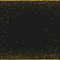 Gold glitter shining sprinkles blank frame. Artistic design golden design element black background Royalty Free Stock Photo