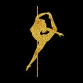 Silhouette women pole dance exotic gold glitter