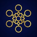 Gold glitter snowflake on dark blue background Royalty Free Stock Photo