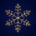 Gold glitter snowflake on dark blue background Royalty Free Stock Photo