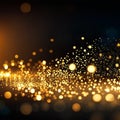 Gold glitter sparkle defocused rays lights bokeh abstract background. Generative AI Royalty Free Stock Photo