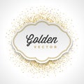 Gold Glitter Sparkles Bright Confetti White Paper