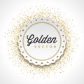 Gold Glitter Sparkles Bright Confetti White Paper