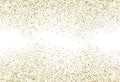Gold glitter sparkles bright confetti white vector background. Good for greeting cards, luxury invitation,voucher,certificate, Royalty Free Stock Photo