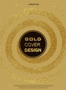 Gold, Glitter, Sparkles Design Template for Brochures, Invitation for New Year, wedding, birthday. Patina golden elements. Vector