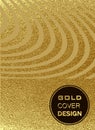 Gold, Glitter, Sparkles Design Template for Brochures, Invitation for New Year, wedding, birthday. Patina golden elements. Vector