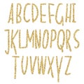 Gold glitter sparkling alphabet. Decorative golden luxury letters . Shiny glam abstract abc. Goden glitter text good for sale, h