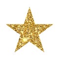 Gold glitter star. Golden sparcle luxury design element. Amber particles.