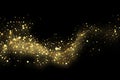 Gold glitter texture on a black background. Abstract particles of golden color, flow of wavy glitter confetti. Festive Royalty Free Stock Photo