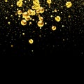 Gold glitter texture on a black background. Golden explosion of confetti. Design element. Vector illustration,eps 10. Royalty Free Stock Photo