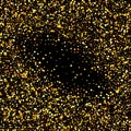 Gold glitter texture on a black background. Golden explosion of confetti. Design element. Vector illustration Royalty Free Stock Photo