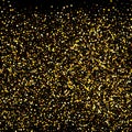 Gold glitter texture on a black background. Holiday background. Golden explosion of confetti. Design element. Vector Royalty Free Stock Photo